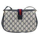 GUCCI GG Supreme Sherry Line Shoulder Bag PVC Navy Gold 10 02 024 Auth 156423-2