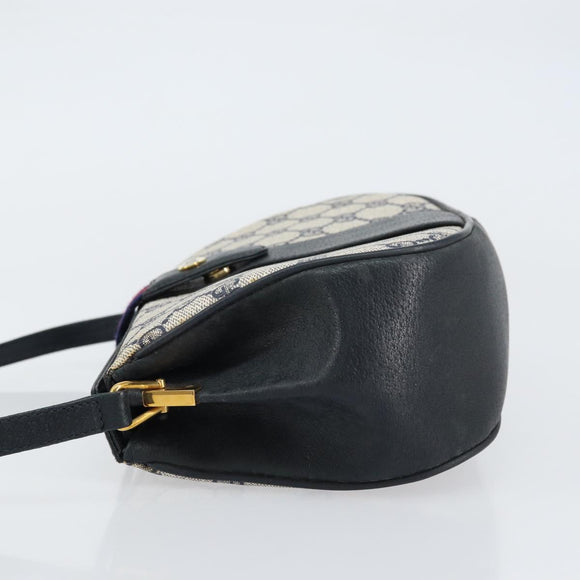 GUCCI GG Supreme Sherry Line Shoulder Bag PVC Navy Gold 10 02 024 Auth 156423