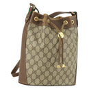 GUCCI GG Supreme Web Sherry Line Bag PVC Beige Gold 41 02 034 Auth 156424-1
