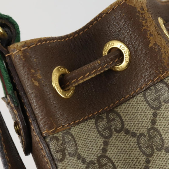 GUCCI GG Supreme Web Sherry Line Bag PVC Beige Gold 41 02 034 Auth 156424