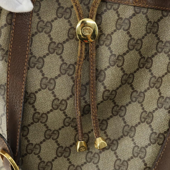 GUCCI GG Supreme Web Sherry Line Bag PVC Beige Gold 41 02 034 Auth 156424