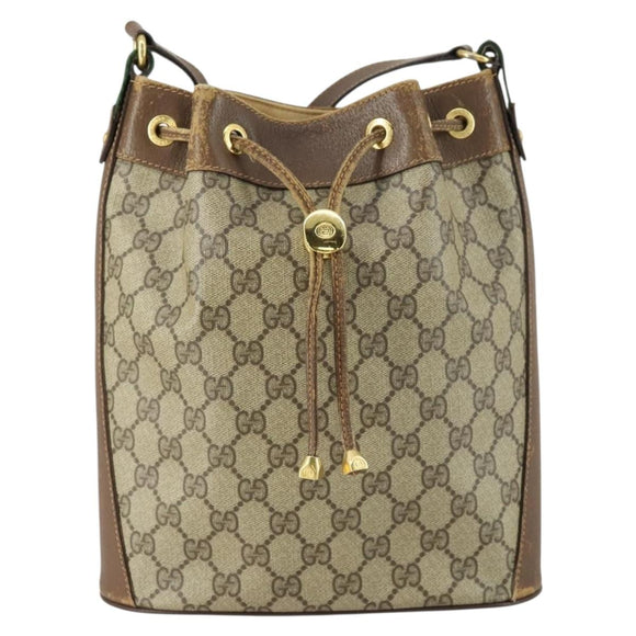GUCCI GG Supreme Web Sherry Line Bag PVC Beige Gold 41 02 034 Auth 156424