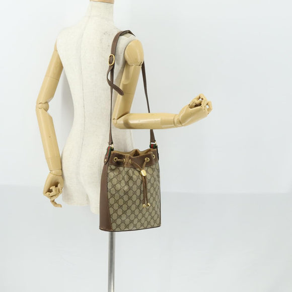 GUCCI GG Supreme Web Sherry Line Bag PVC Beige Gold 41 02 034 Auth 156424