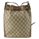 GUCCI GG Supreme Web Sherry Line Bag PVC Beige Gold 41 02 034 Auth 156424-2