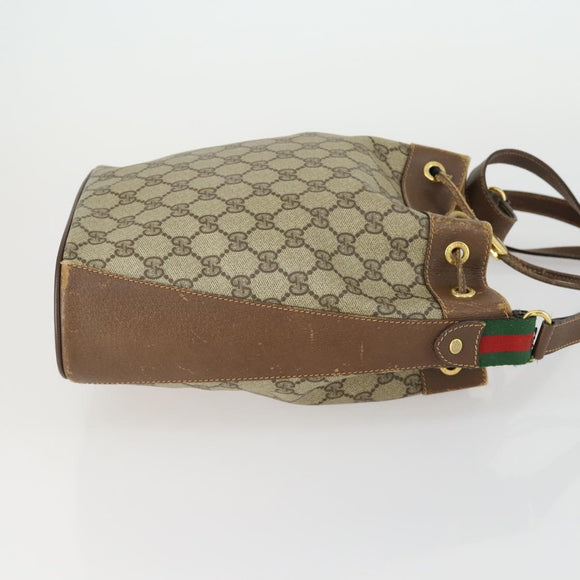 GUCCI GG Supreme Web Sherry Line Bag PVC Beige Gold 41 02 034 Auth 156424