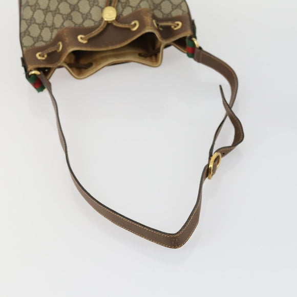 GUCCI GG Supreme Web Sherry Line Bag PVC Beige Gold 41 02 034 Auth 156424