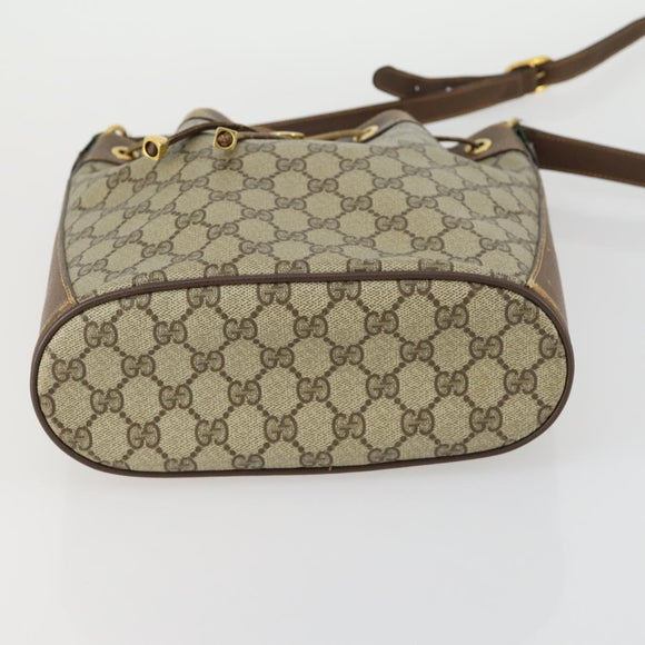 GUCCI GG Supreme Web Sherry Line Bag PVC Beige Gold 41 02 034 Auth 156424
