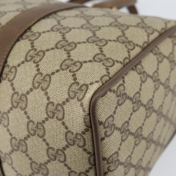 GUCCI GG Supreme Web Sherry Line Bag PVC Beige Gold 116 02 007 Auth 156427