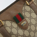GUCCI GG Supreme Web Sherry Line Bag PVC Beige Gold 116 02 007 Auth 156427-14