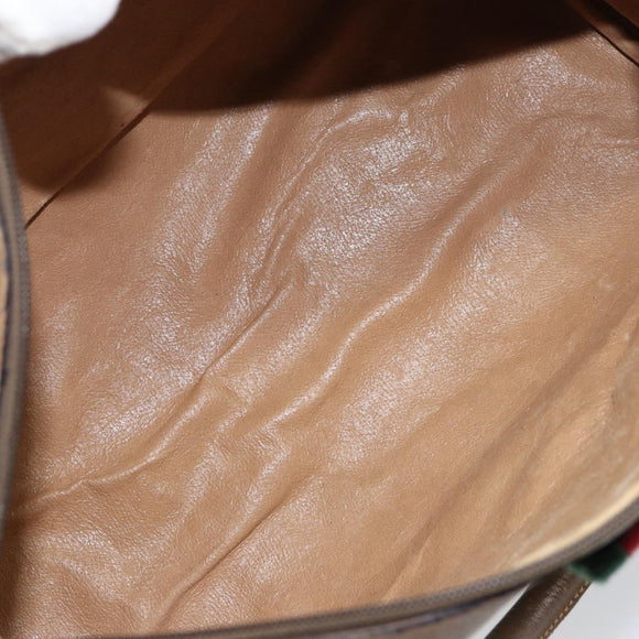 GUCCI GG Supreme Web Sherry Line Bag PVC Beige Gold 116 02 007 Auth 156427