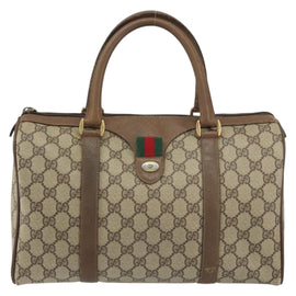 GUCCI GG Supreme Web Sherry Line Bag PVC Beige Gold 116 02 007 Auth 156427 - 0