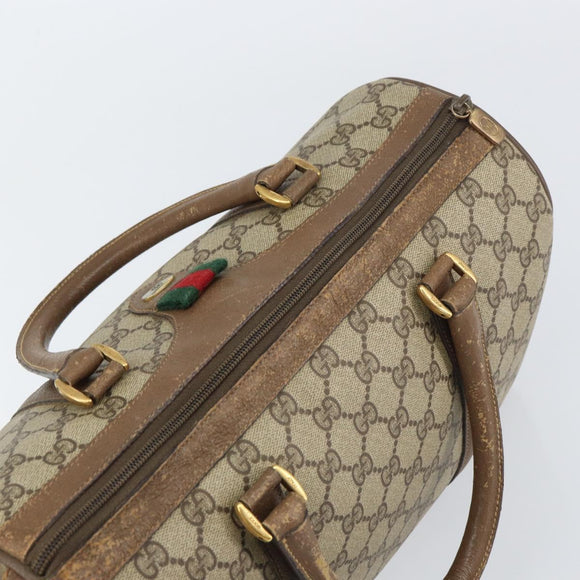 GUCCI GG Supreme Web Sherry Line Bag PVC Beige Gold 116 02 007 Auth 156427
