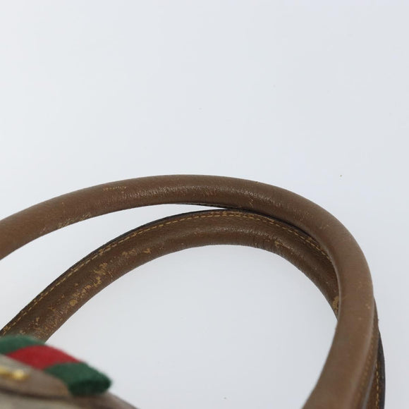 GUCCI GG Supreme Web Sherry Line Bag PVC Beige Gold 116 02 007 Auth 156427