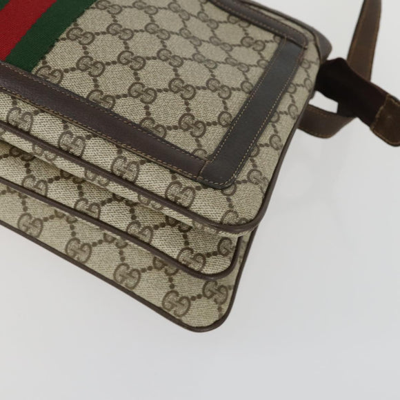 GUCCI GG Supreme Web Sherry Line Bag PVC Beige Gold 41 001 4085 Auth 156428