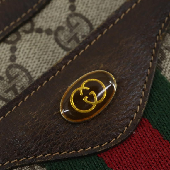GUCCI GG Supreme Web Sherry Line Bag PVC Beige Gold 41 001 4085 Auth 156428