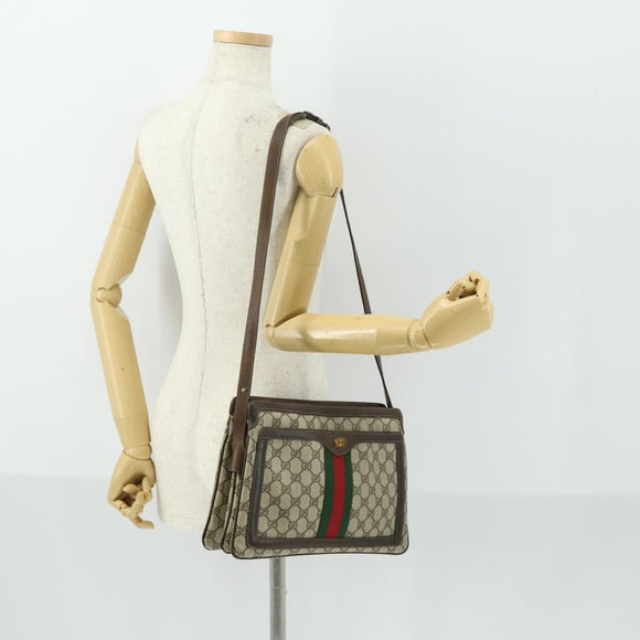 GUCCI GG Supreme Web Sherry Line Bag PVC Beige Gold 41 001 4085 Auth 156428