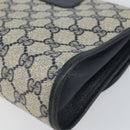 GUCCI GG Supreme Sherry Line Clutch Bag PVC Navy Gold 156 01 030 Auth 156429-15