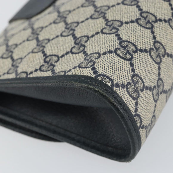 GUCCI GG Supreme Sherry Line Clutch Bag PVC Navy Gold 156 01 030 Auth 156429