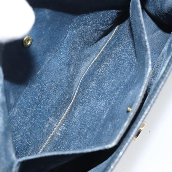 GUCCI GG Supreme Sherry Line Clutch Bag PVC Navy Gold 156 01 030 Auth 156429