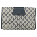 GUCCI GG Supreme Sherry Line Clutch Bag PVC Navy Gold 156 01 030 Auth 156429-2