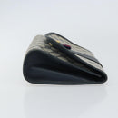 GUCCI GG Supreme Sherry Line Clutch Bag PVC Navy Gold 156 01 030 Auth 156429-3