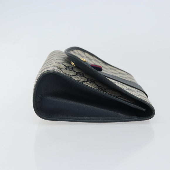 GUCCI GG Supreme Sherry Line Clutch Bag PVC Navy Gold 156 01 030 Auth 156429