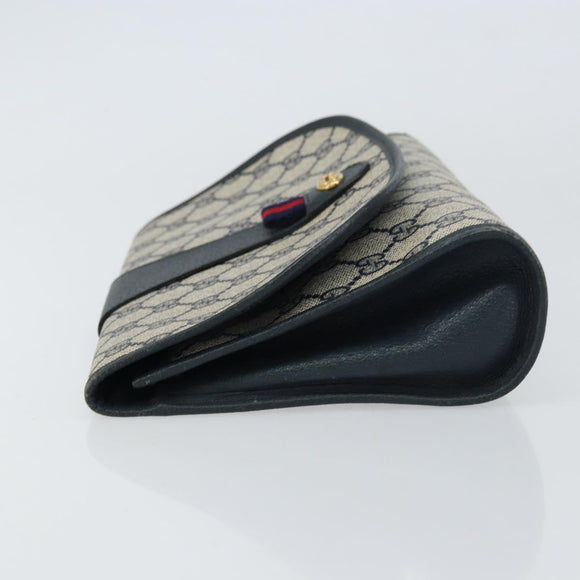 GUCCI GG Supreme Sherry Line Clutch Bag PVC Navy Gold 156 01 030 Auth 156429