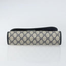 GUCCI GG Supreme Sherry Line Clutch Bag PVC Navy Gold 156 01 030 Auth 156429-6