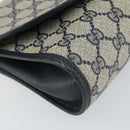 GUCCI GG Supreme Sherry Line Clutch Bag PVC Navy Gold 156 01 030 Auth 156429-14