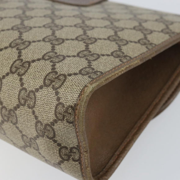 GUCCI GG Supreme Web Sherry Line Clutch Bag PVC Beige Gold 89 01 031 Auth 156430