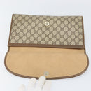 GUCCI GG Supreme Web Sherry Line Clutch Bag PVC Beige Gold 89 01 031 Auth 156430-9