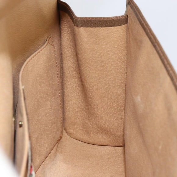 GUCCI GG Supreme Web Sherry Line Clutch Bag PVC Beige Gold 89 01 031 Auth 156430