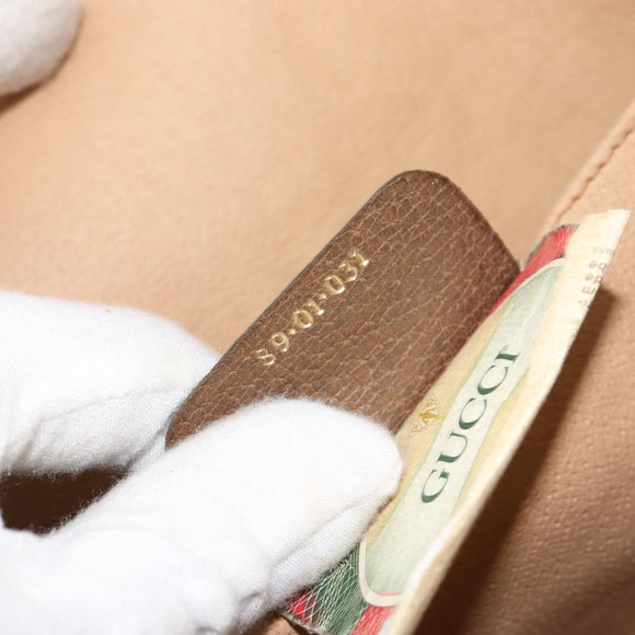 GUCCI GG Supreme Web Sherry Line Clutch Bag PVC Beige Gold 89 01 031 Auth 156430