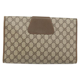 GUCCI GG Supreme Web Sherry Line Clutch Bag PVC Beige Gold 89 01 031 Auth 156430 - 0