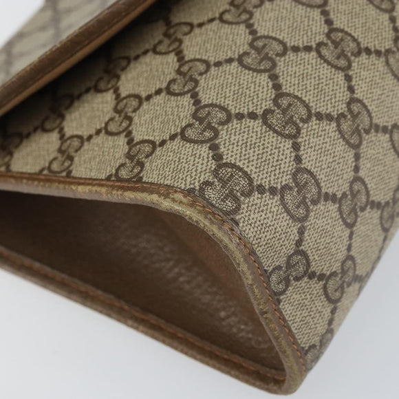 GUCCI GG Supreme Web Sherry Line Clutch Bag PVC Beige Gold 89 01 031 Auth 156430