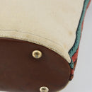 GUCCI Bamboo Shoulder Bag Canvas Beige Gold 141936 Auth 156435-9