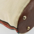 GUCCI Bamboo Shoulder Bag Canvas Beige Gold 141936 Auth 156435-16