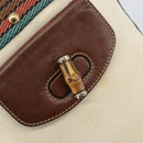 GUCCI Bamboo Shoulder Bag Canvas Beige Gold 141936 Auth 156435-17