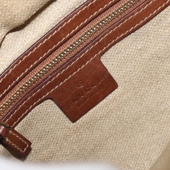 GUCCI Bamboo Shoulder Bag Canvas Beige Gold 141936 Auth 156435