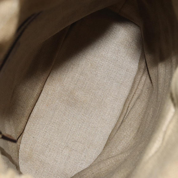 GUCCI Bamboo Shoulder Bag Canvas Beige Gold 141936 Auth 156435