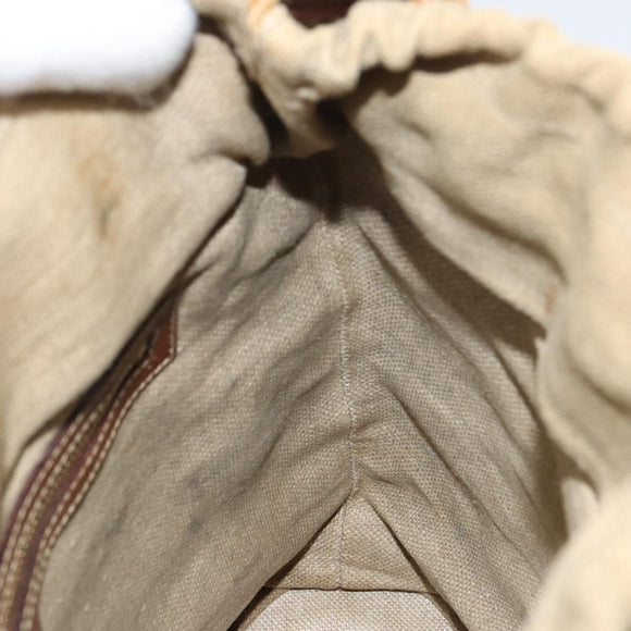 GUCCI Bamboo Shoulder Bag Canvas Beige Gold 141936 Auth 156435