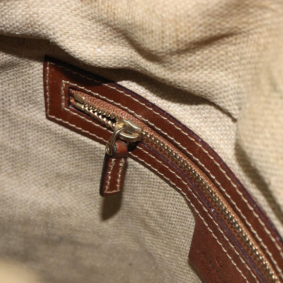 GUCCI Bamboo Shoulder Bag Canvas Beige Gold 141936 Auth 156435