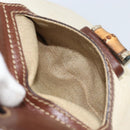 GUCCI Bamboo Shoulder Bag Canvas Beige Gold 141936 Auth 156435-23