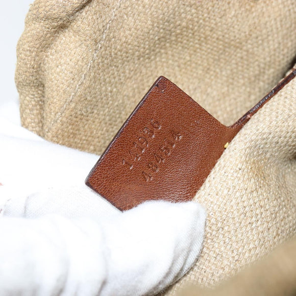 GUCCI Bamboo Shoulder Bag Canvas Beige Gold 141936 Auth 156435