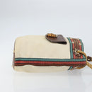 GUCCI Bamboo Shoulder Bag Canvas Beige Gold 141936 Auth 156435-3
