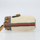 GUCCI Bamboo Shoulder Bag Canvas Beige Gold 141936 Auth 156435-4