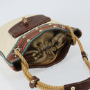 GUCCI Bamboo Shoulder Bag Canvas Beige Gold 141936 Auth 156435-6