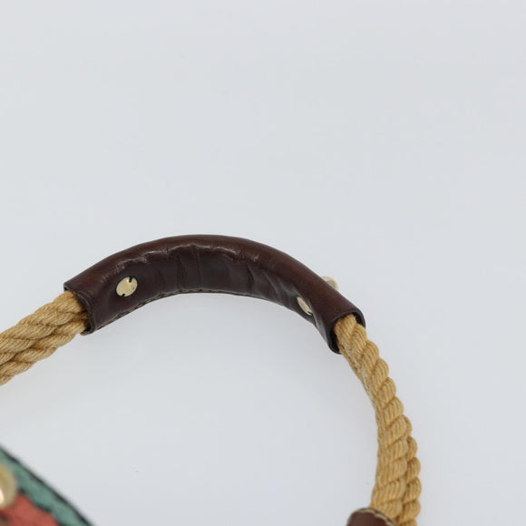 GUCCI Bamboo Shoulder Bag Canvas Beige Gold 141936 Auth 156435