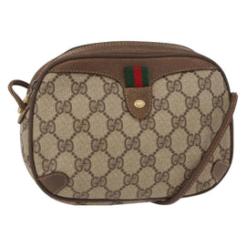 GUCCI GG Supreme Web Sherry Line Bag PVC Beige Gold 89 02 066 Auth 156436