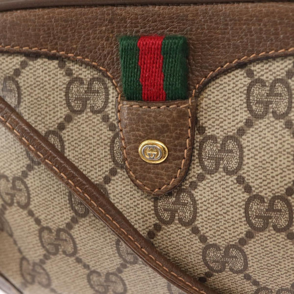 GUCCI GG Supreme Web Sherry Line Tas PVC Beige Goud 89 02 066 Auth 156436